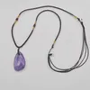 Pendant Necklaces Amethyst Stone Adjustable Nylon Rope Braid Necklace Jewelry For Woman Gift F450