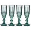 Wine Glasses Vintage Carved Lead-free Colored Glass Champagne Thickened Tall Wedding Dessert Table Decorative Vessels