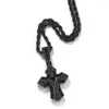 Pendant Necklaces Hip Hop 5A CZ Stone Paved Bling Iced Out Solid Cross Pendants Necklace For Men Rapper Jewelry Black Pink Gold Silver Color