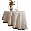 Table Cloth America Cotton Linen Solid Grey Tassel Round Tablecloth for Table Tea Round Thickening Table Cover Round Table Cloth 231216