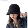 Wide Brim Hats Bucket Hats New Knitted Wool Panama Women Winter Warm Basin Cs La Fashion All-match Bucket Hat Female Janese Type Sun CsL231216