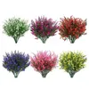 6 Pieces Artificial Lavender Flowers Plants Lifelike Plant Fake Shrubs Greenery Bushes Plastic Bouquet Garden Courtyard Decor267S