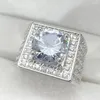 Cluster Rings Luxury 5 S 5A Zircon Diamonds Gemstones For Men 18k White Gold Filled Fine Jewelry Bague Finger Bands Cool Accessory