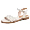 Sandales élégantes femmes 2023 chaussures d'été en cuir véritable chaussures plates décontractées plage blanche tongs confortables filles grande taille