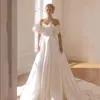 Plecea rękawa linia sukienki ślubne kochanie Rucha satynowa suknia ślubna z kieszenią Boho Princess Wedding Party Dress