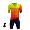 Ensembles de course Vêtements respirants pour hommes Ensemble d'été Maillot à manches courtes Short de vélo Vêtements Triathlon Combinaison