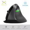 CPUS Delux M618Mini DB 2.4GHzワイヤレス垂直マウス6ボタン2400 DPI Ergonomic Design Computer Mini USB MICE for WindowsラップトップPC