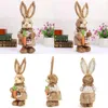 Statue de lapin debout en paille artificielle de 12 pouces, avec carotte, pour fête à thème de pâques, fournitures de décoration de jardin pour la maison, 21091314a