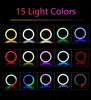 Аксессуары 26 см RGB кольцевой светильник 15 цветов с мини-штативом-держателем для телефона для Tik Tok Makeup Youtube лампа для видеосъемки