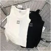 Kvinnors stickor Tees Women Knits Tank Top Designer broderi Väst ärmlös andas Stickad Plover Womens Sport Tops Drop Deliver Dhh7y