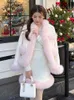 Zweiteiliges Kleid Hohe Qualität Winter Plüsch Dicke Warme Wolle Set Für Frauen Jacke Mantel Rock Anzüge Mädchen Koreanische Süße 2 Outfits 231216