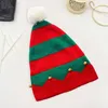 Basker Autumn Winter Classic Red Green Splice Santa Hat Plush Ball Bells Decor Sticked Woolen Parent-Child Christmas Beanie