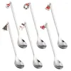 Coffee Scoops 6PCS Dessert Spoon Stainless Steel Christmas Mixing Spoons Party Teaspoon Decorations Gift