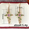 Dangle Earrings DRlove Luxury Cross Charm Hook Women Pink CZ Green Leaf Winding Design Wedding Party Aesthetic Jewelry