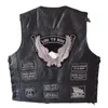 Herrvästar Herrmotorcykelläderväst Enkelt bruten kort broderad ärmlös västmästning Jackor Biker Punk Vest för män 231216