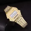 Frauen Uhren Fashion Steel Band Electronic Watch F91W Hochqualität LED Display Frauen Uhren Luxus -Armbanduhr Sport Armbandwatch Metall231216