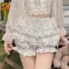 Pantaloncini da donna Estate Dolce Lolita Zucca Donna Pizzo Volant Fiocco Pantaloni corti di sicurezza Gonna torta carina Mutandine Giapponesi Kawaii JK Bloomers