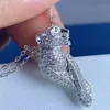 Collier panthère en diamant pour femmes, marque de luxe, yeux verts brillants, pendentif léopard en zircon, ras du cou 286C