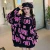 2023 American New Letter Flocking Sweater Female Y2k Street Retro Casual Loose Joker Lazy Wind Fashion Top Bottoming Shirt Coats