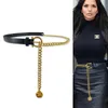 سلسلة ذهبية حزام الإناث الخصر الشرير المعدني حزام طويل أحزمة المصمم للنساء عالي الجودة معطف اللباس مشد زهرة عملة