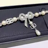 Luxury designer pearl rhinestone bow Charm Bracelets for women party engagement jewelry30116958983063