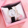 Orologi da donna Nuovi 5 pezzi Orologio da donna Bracciale Set Pelle Simpatico coniglio Ragazze Orologio da polso Moda Donna Orologio al quarzo Reloj Mujer Regalo per studentiL231216