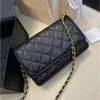 Top quality designer Shoulder bag chain strap handbag Plaid purses Double letter solid buckle Sheepskin caviar pattern Women's luxury Evening Ba