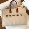 Womens Top handle Rive Gauche weave Shopping bags totes weekender mens large clutch linen Large handbags luxury designer canvas Crossbody Shoulder Summer Beach bag