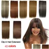 Clip-in/op hairextensions 24 Mti-gekleurd Vijf clips in stukken Recht Glad Hittebestendig Synthetisch Drop Delivery Products Dhcgt