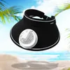 Basker fans hatt uppladdningsbar 3 växel 12 cm grim justerbar avslappnad solvisor fan för flickor pojkar barn vuxna vandring strand utomhus