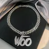 Colliers Woo Baby Iced Out Pendant for Men Hip Hop Cuban Chain Cuban For Women Fashion and Contracted Link Chain Collier Choker Fine bijoux