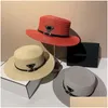 Breite Krempe Hüte Top Designer St Hat Markenbrief Damen Frühling und Sommer Vielseitige Perle Flache Japan Große Sonnenschutz Strandshows S Dh0UB