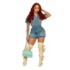 Denim Dress Vestidos Short Sleeve Single Breasted Turn-down Collar Jeans Bodycon Mini Skirt Spring Fashion Pencil Chic Midi Dresses