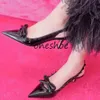 Bowtie Dress Shoes Sandales de créateurs Mode Strass Bow Patchwork Slingbacks en cuir verni 10,5 cm Sandale à talons hauts 35-40 Top Qualité Femmes Designers Chaussure