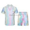 Мужские повседневные рубашки Casablanc Of Racing Silk Art Shirt 2023 Осень и зима Мужские классические шорты Комплект Прямая доставка одежды Мужская одежда Dhseb