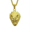 Tête de loup pendentif en or glacé Bling Bling cristal charme croix collier chaîne hommes rappeur Cuba collier Hip Hop bijoux 232W