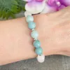 MG1511 Strand A Grade Amazonita Jade Branco Pulseira de Pedras Preciosas Natural Neve Quartzo Cura Cristais Ansiedade Yoga Mala Bracelet3202