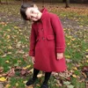 Vêtements pour enfants de printemps et d'automne, manteau en laine Simple pour filles dans le Long manteau rouge