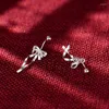 Dangle Oorbellen 925 Sterling Zilveren Strik Oorbel Voor Vrouwen Meisje Mode Glad Onregelmatige Kwastje Ontwerp Sieraden Party Gift Drop