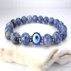 SN0577 Jasper Evil Eye pulseira boa sorte olho charme pulseira pulseira de pedra azul e branca para Mens238r