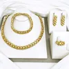 Наборы свадебных украшений, комплект итальянского золотого цвета для женщин, двухцветное ожерелье, серьги, браслет, кольцо, подарок для вечеринки, повседневная одежда 231216