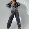 Casual Frauen Basic Hoodie Zweiteilige Sets Reißverschluss Kordelzug Jacke Oberbekleidung und elastische Bleistift Hose Anzug Herbst Winter Trainingsanzug 220315