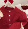 Cardigan tricoté pour filles, pull-over pour enfants, manteau, vêtements coréens, printemps et automne, 2023, 231216