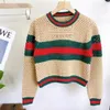 2024 New Women 's Luxury Sweaters 디자이너 가을 편지 자수 자수 아웃 니트 G 긴 소매 짧은 길이 스웨터 모직