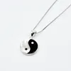 Imposta Yin Yang Sier Collana con ciondolo Collana da donna Sier Conchiglia di agata Ciondolo rotondo Scelta regalo per ragazze