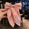 Hårtillbehör 2st Liten fast färg Silk Bow Hairn Pin eller 1 Big Wave Point Bowknot Hairclip Women Girls Makeup Washing Face Bangs Ponytail