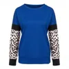 Damen Hoodies 2023 Herbst Einfache Polyester Leopard Patchwork Frauen Sweatshirt Langarm Top O Hals Lose Fit Casual Bluse Streetwear