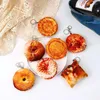 Keychains Creative Novty Simulated Pizza Plush Keychain Student School Bag Hanging Chain Stuffed Ladies Pendant Car Keyring