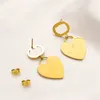 Elegant heart necklace stud earrings designer for women carving letter earring personality clavicle chain gold silver plated luxury necklace trendy zl097