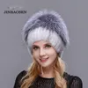 BeanieSkull Caps Jinbaosen Moda Chapéu Real Fox Fur Cap Viagem Compras Mulher Natural Mink Fur Feminino Inverno Qualidade Ski Hat 231215